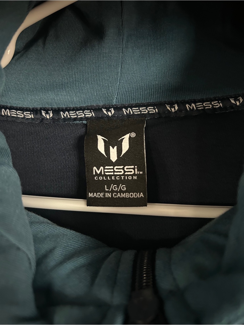 Men's Navy & Teal Half-Zip Hooded Sweater by Messi - Picture 5 of 5